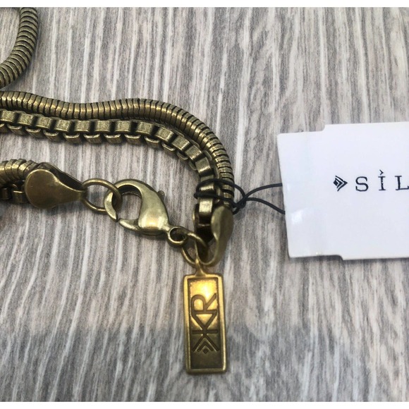 Silpada KR ‘Leather Together’ 30” Long Necklace Brass Leather KRN0015 Dual Chain - Picture 4 of 7